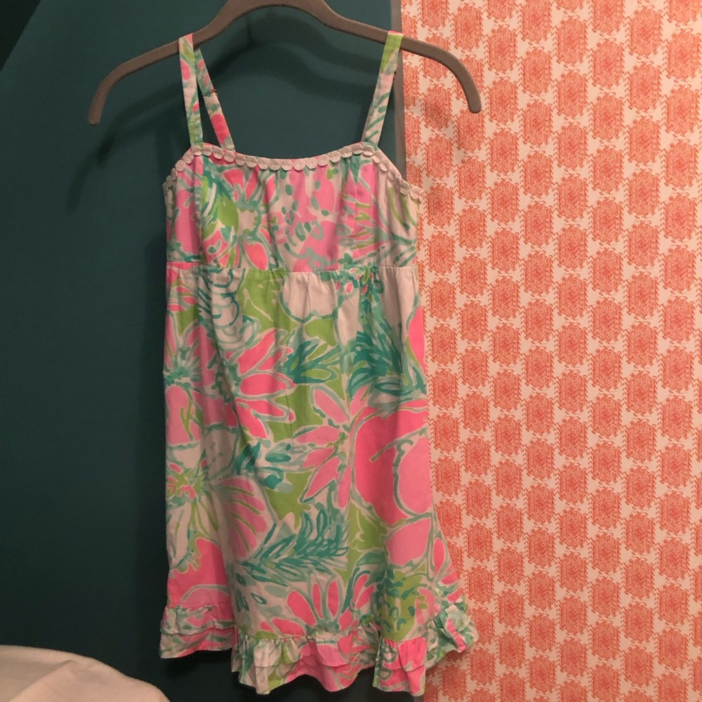 Lilly Pulitzer Girls Pink and Green Floral Dress